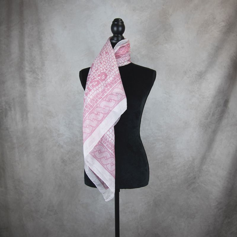 Ručne maľovaná hodvábna šatka RUŽOVÁ MEDÚZA, 90 x 90cm, Vyrobená na Slovensku