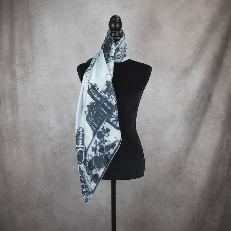 Hodvábna šatka SLOVENSKO NEBESKY MODRÁ, 85 x 85cm, Vyrobená na Slovensku