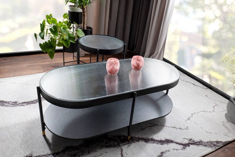 Moderný konferenčný stolík 110, sklo a kov, čierny mat