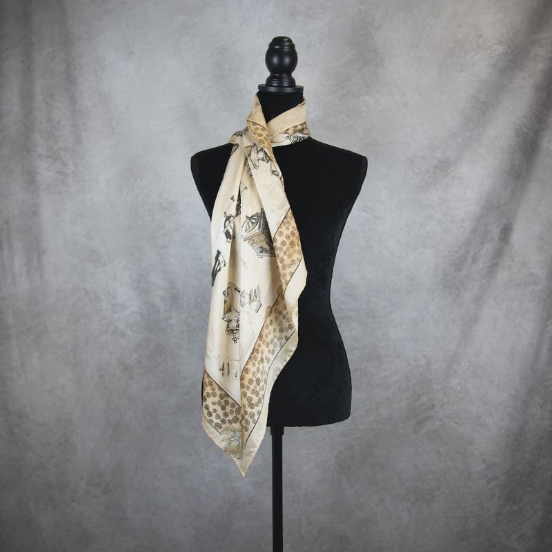 Ručne maľovaná hodvábna šatka KÁVA_2, 90 x 90cm, Vyrobené na Slovensku