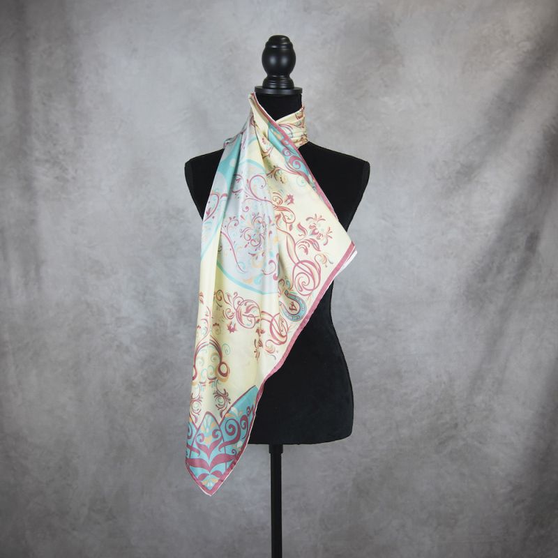 Hodvábna šatka ORNAMENT VZOR_7, 90 x 90cm, Vyrobená na Slovensku