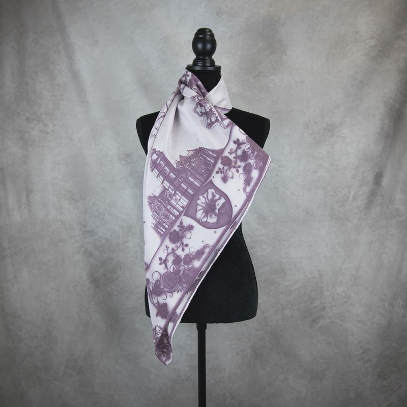 Módna hodvábna šatka SLOVENSKO FIALOVÁ_2, 90 x 90cm, Made in SLOVAKIA