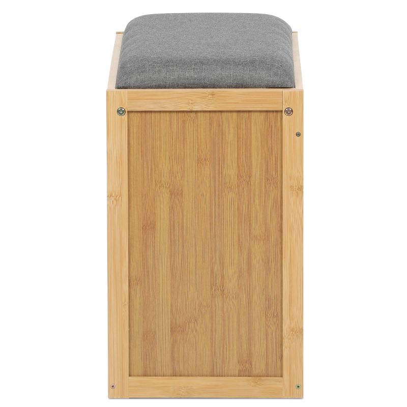 Botník, masív bambus, prírodný odtieň, šedá látka