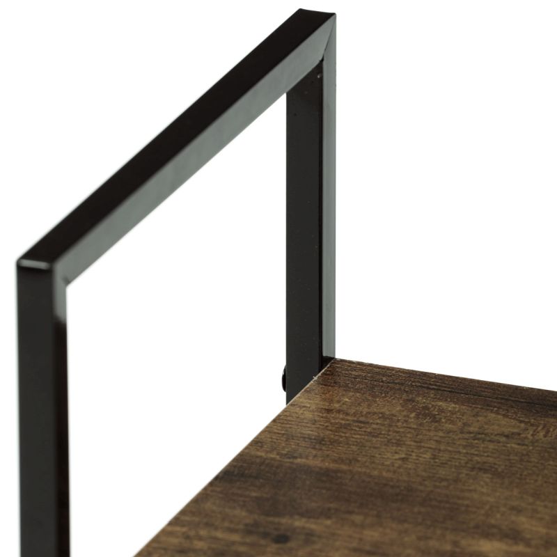 Regál, 5 políc, dekor staré drevo-čierny lak s výstuhou v tvare X