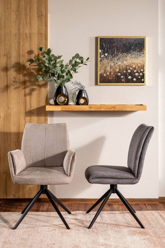 Moderná stolička s podrúčkami, čierna-sivá 11