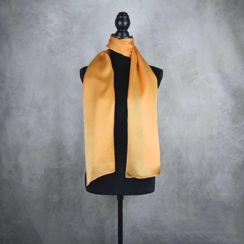 Hodvábny šál ORANŽOVÝ, Vyrobený na Slovensku, 175 x 45cm