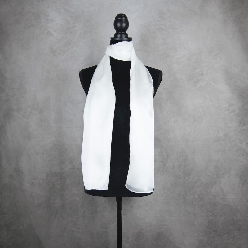 Hodvábny šál BIELY, Vyrobený na Slovensku, 175 x 45cm