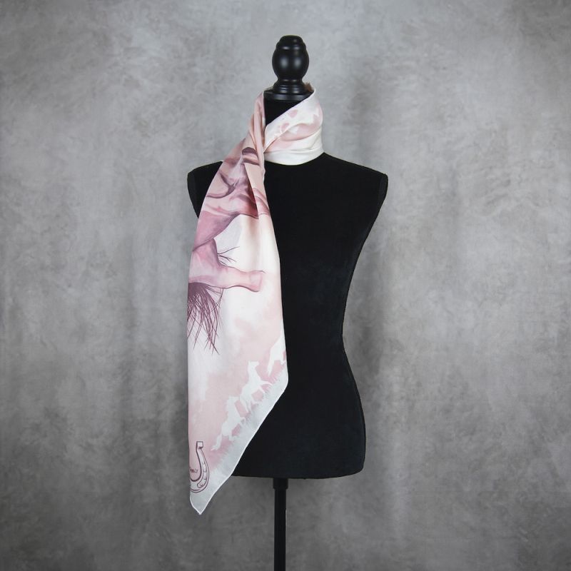 Hodvábna šatka RUŽOVÝ KÔŇ, 80 x 80cm