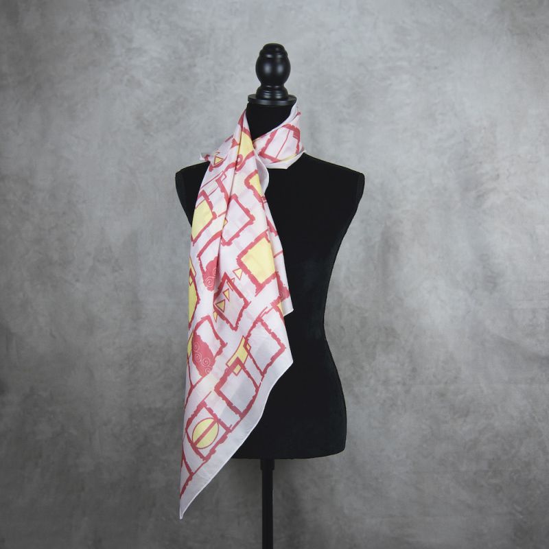 Hodvábna šatka ČERVENÉ ŠTVORCE, 85 x 85cm