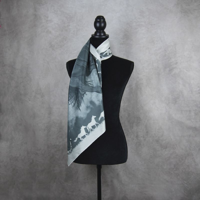 Hodvábna šatka TMAVO ŠEDÝ KÔŇ, 85 x 85cm