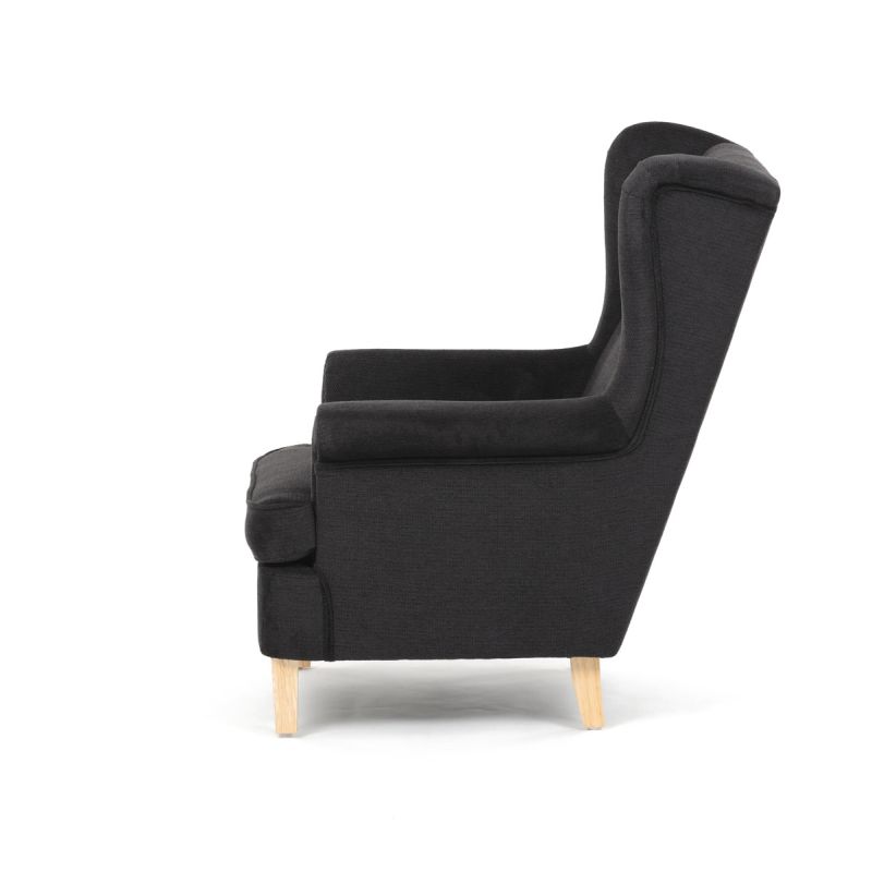 Elegantné kreslo ušiak, čierna látka