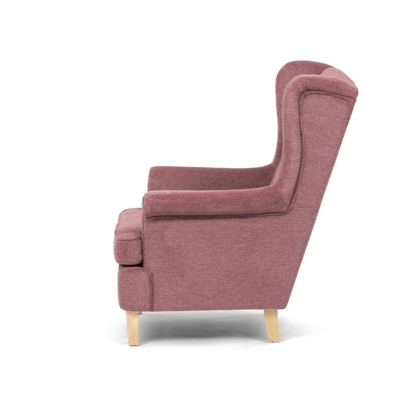 Elegantné kreslo ušiak, ružová látka