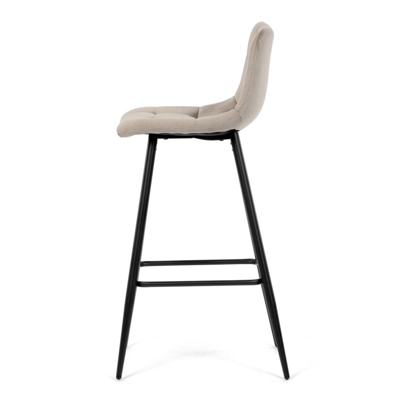 Barová stolička cappuccino látka, štvornohá kovová podnož