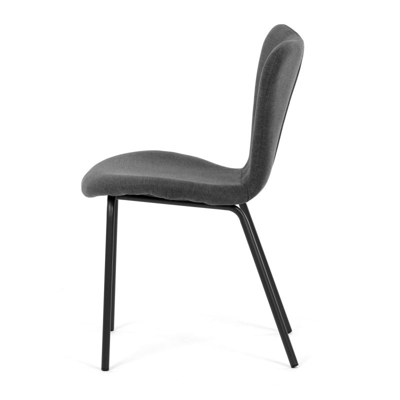 Moderná stolička do jedálne, sivá látka, nohy čierne
