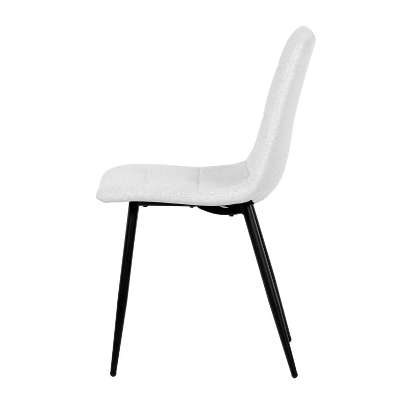 Čalúnená jedálenská stolička, béžová látka, čierny kov