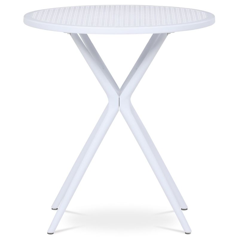 Okrúhly plastový jedálenský stôl biely