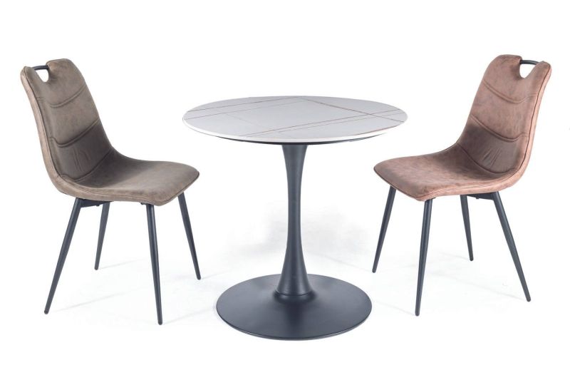 Elegantná zamatová stolička, čierny kov-látka hnedá tap. 212