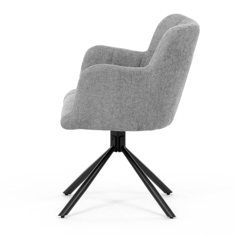 Jedálenská stolička čalúnená sivou látkou, otočný mechanizmus