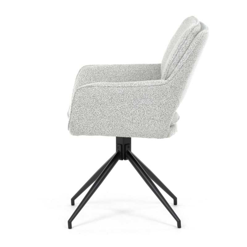 Jedálenská stolička čalúnená krémovou látkou, otočný mechanizmus