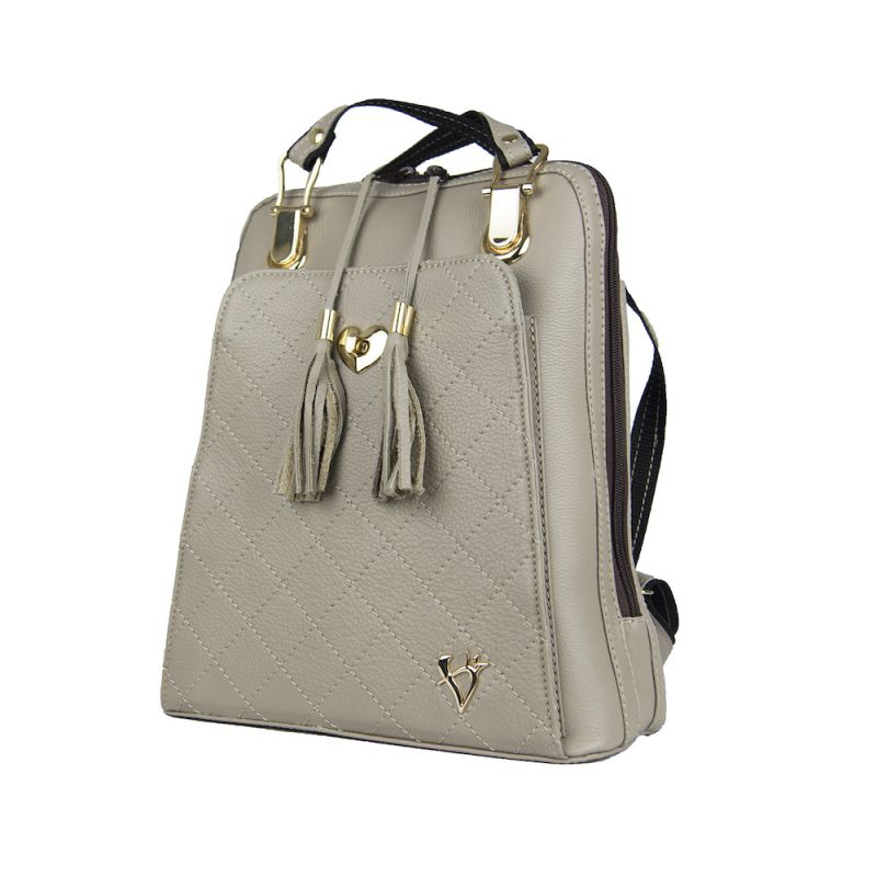 Luxusný kožený ruksak z pravej hovädzej kože 8668 v khaki farbe