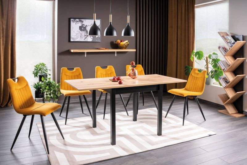 Jedálenský stôl rozkladací z MDF 80-160, dub artisan-čierna