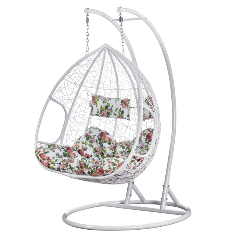 Závesné dvojkreslo s elegantným dizajnom, biele