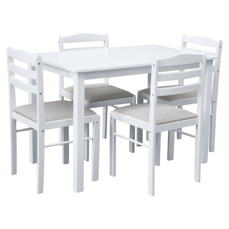 Moderný jedálenský set  1+4, biela-béžovosivá