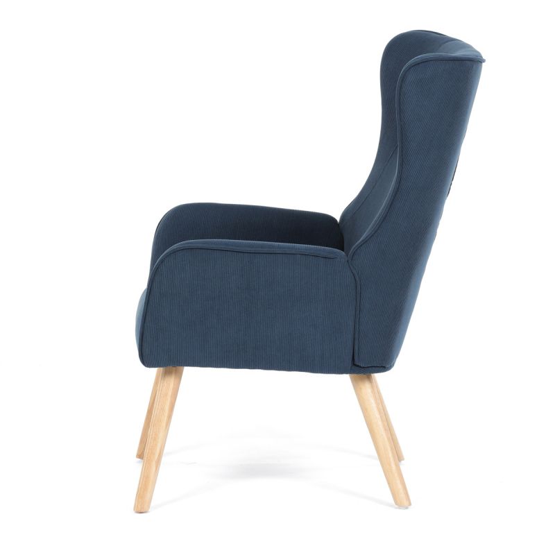 Moderné elegantné kreslo, poťah modrá menčestrová látka