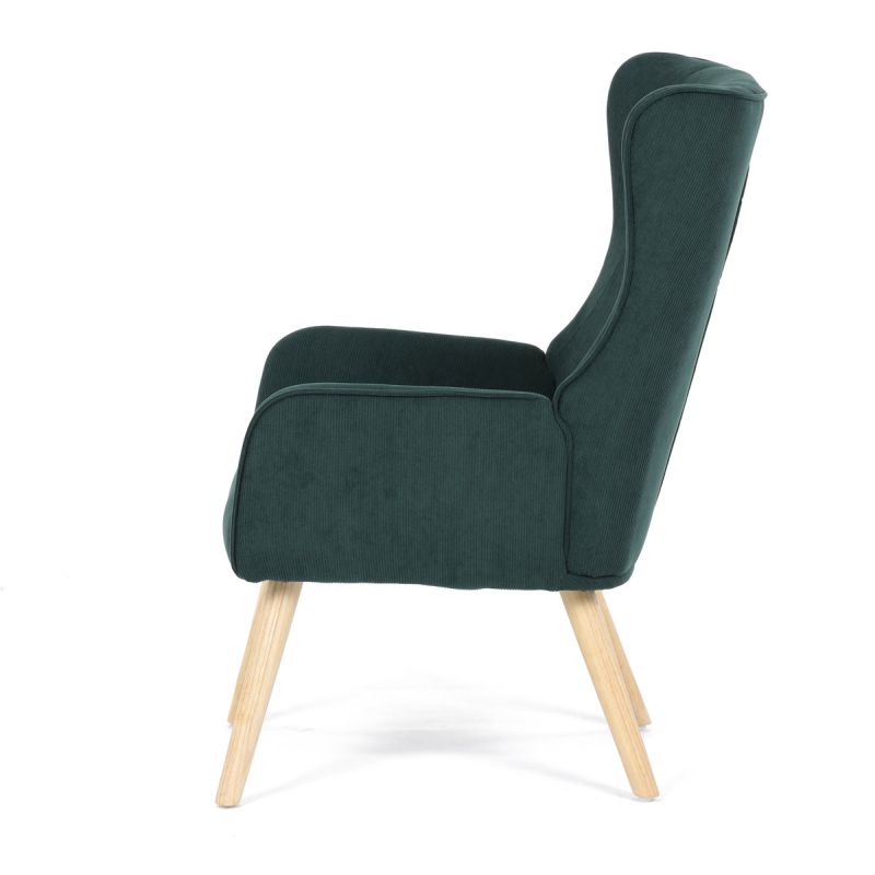 Moderné elegantné kreslo, poťah zelená menčestrová látka