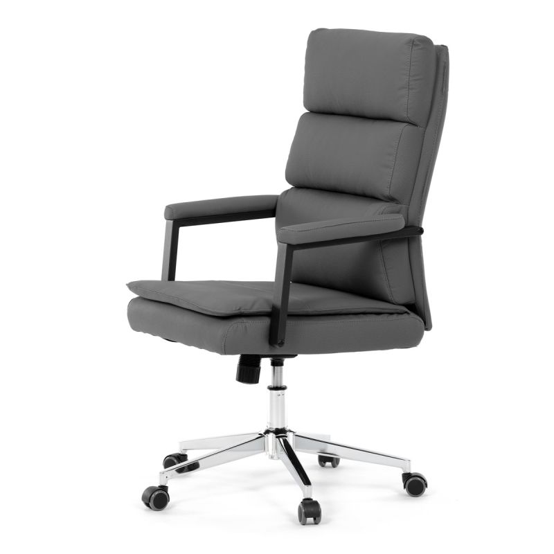 Kancelárska stolička v modernom sivom prevedení, ekokoža