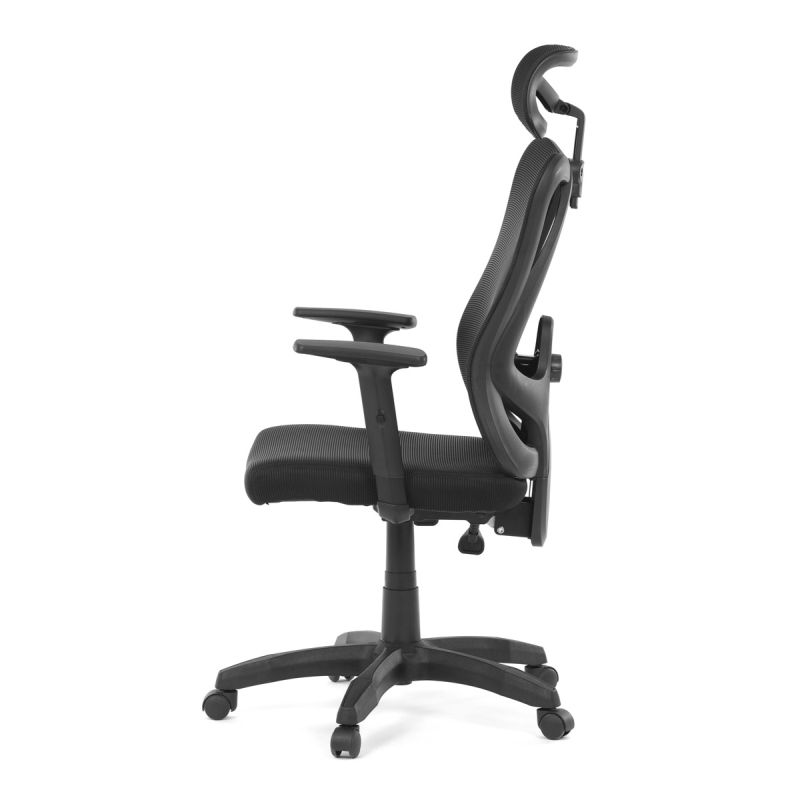 Moderná kancelárska stolička v čiernom sieťovanom dizajne