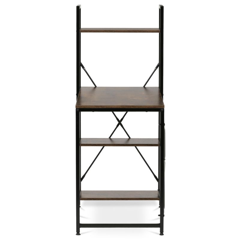 Stôl pracovný s regálom, MDF, dekor staré drevo, čierny kov