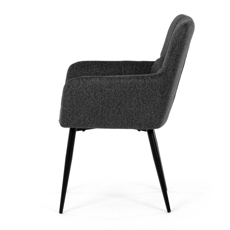 Elegantná tmavo sivá jedálenská stolička s podrúčkami