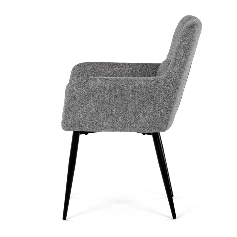 Elegantná svetlo sivá jedálenská stolička s podrúčkami