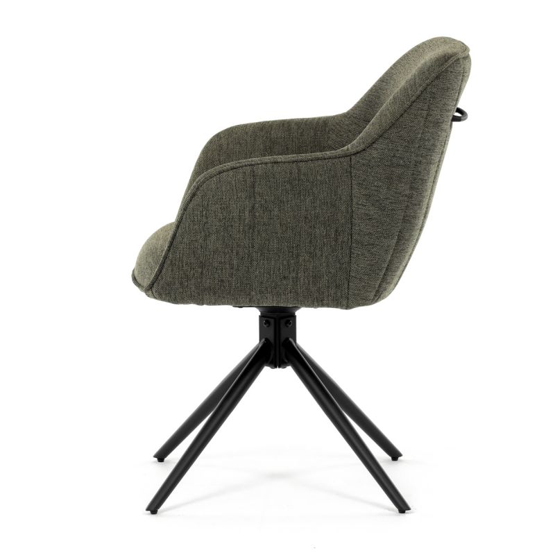 Jedálenská stolička s otočným mechanizmom, zelená látka