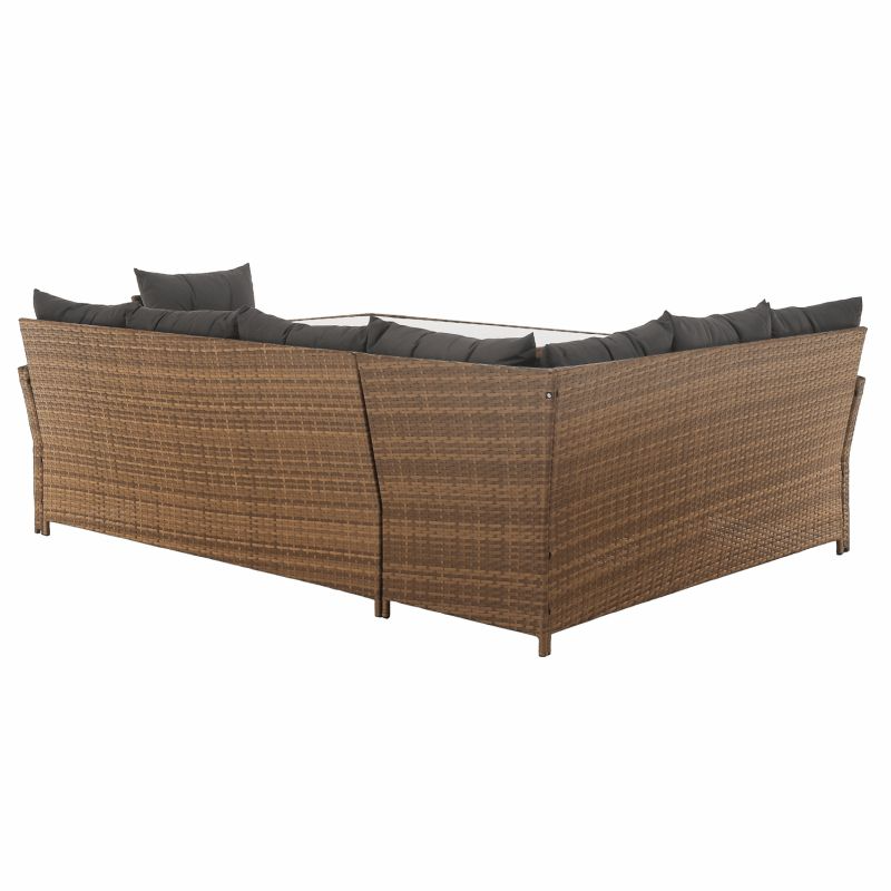 Záhradný ratanový set, sivohnedá/svetlohnedá