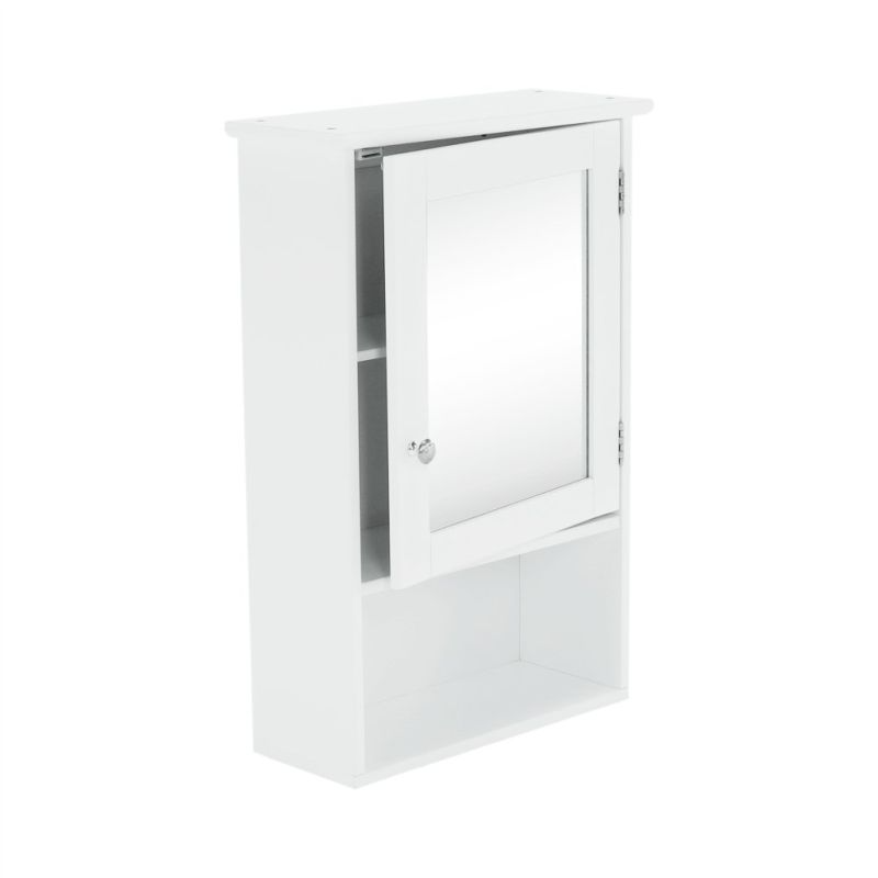 Závesná skrinka so zrkadlom do kúpeľne, biela