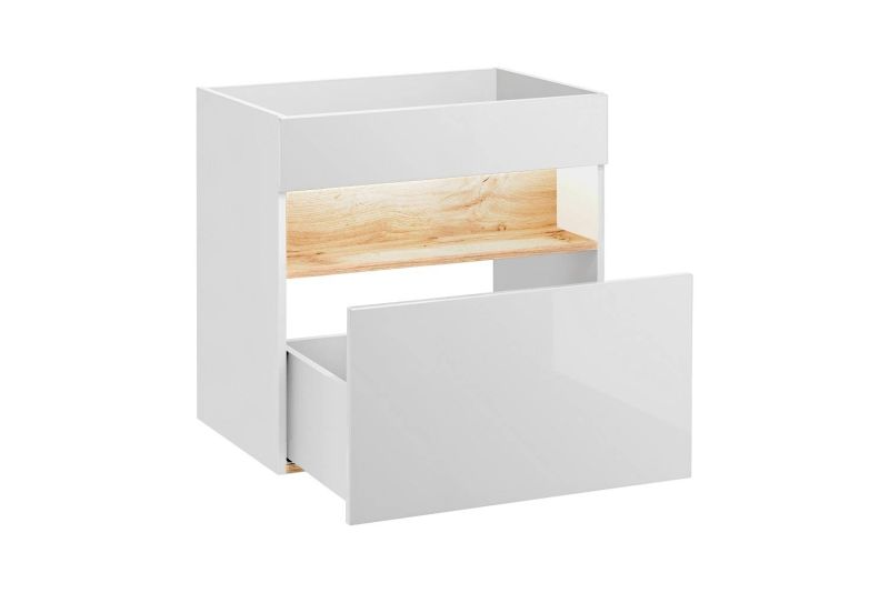 Kúpeľňová skrinka 821 dub wotan/alpská biela/biely vysoký lesk