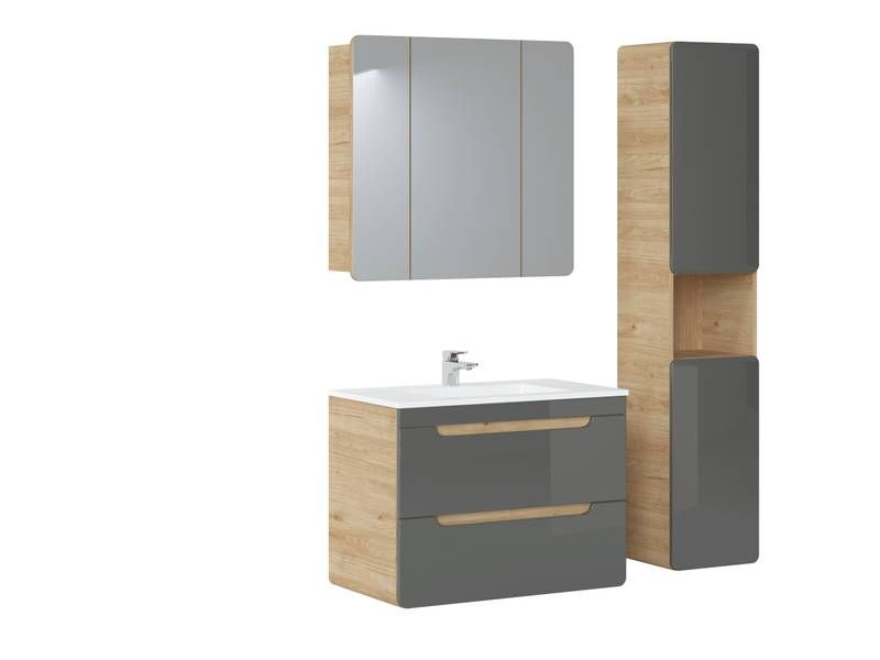 Kúpeľňová skrinka 821 dub jackson hickory/sivý lesk