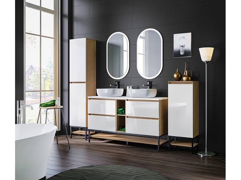 Skrinka do kúpeľne 830 Dub/biela