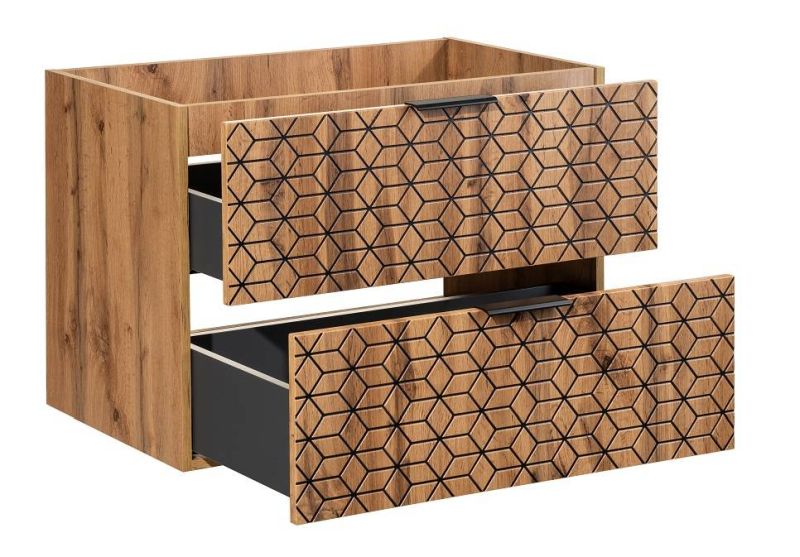 Skrinka do kúpeľne 82-80-D-2S, dub wotan-čierna