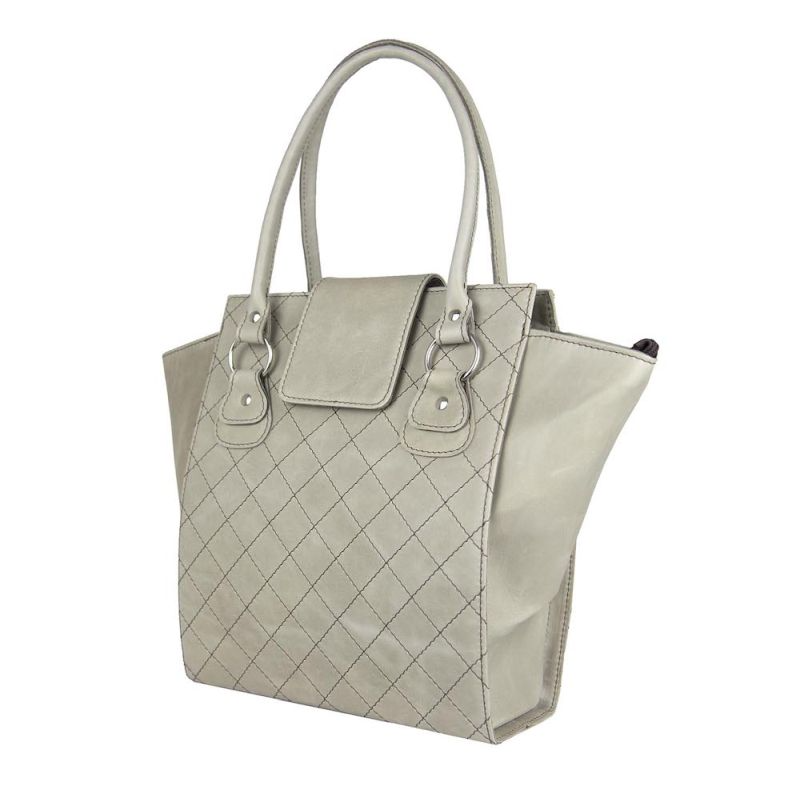 Kožená luxusná kabelka v svetlo šedej farbe