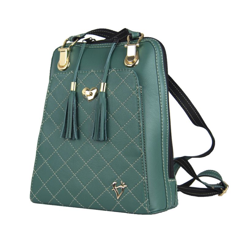 Luxusný kožený ruksak z pravej hovädzej kože 8668 v zelenej farbe