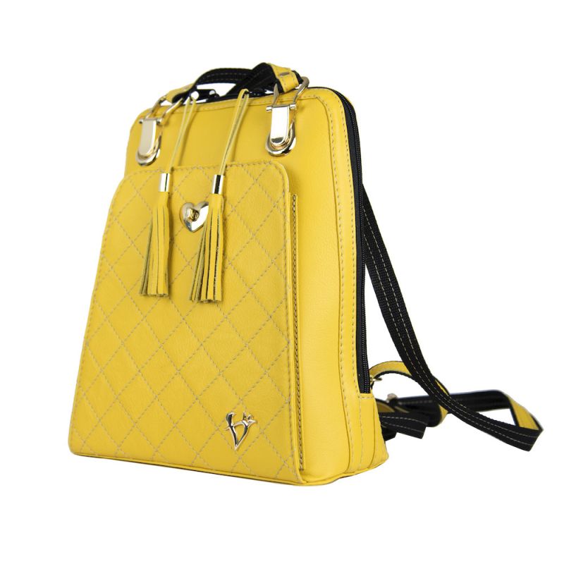 Luxusný kožený ruksak z pravej hovädzej kože 8668 v žltej farbe