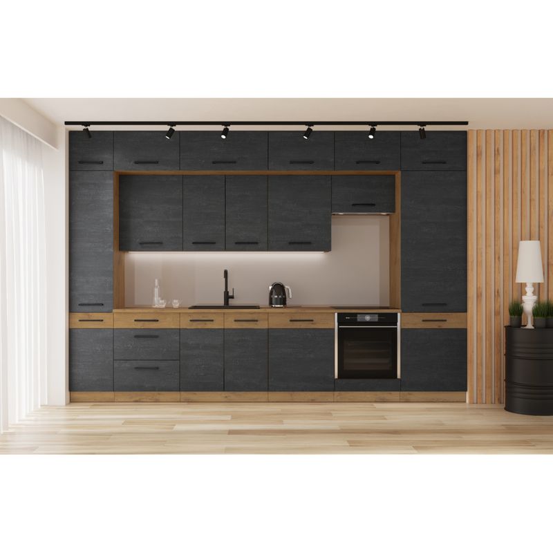 Vysoká skrinka, sivá matná/dub lancelot, 60 DK-210 2F, 2x dvierka