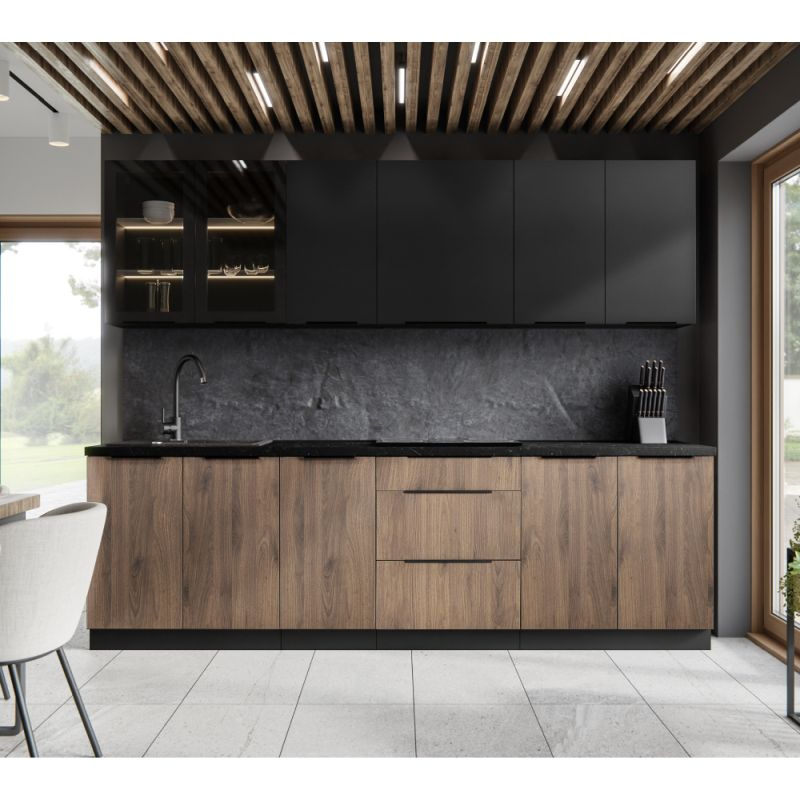 Horná skrinka, čierna, 80 G-72 2F, 2x dvierka