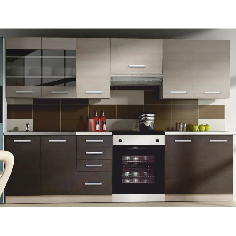 Kuchynská linka, dub svetlosivý-dub tmavý 2,4 m