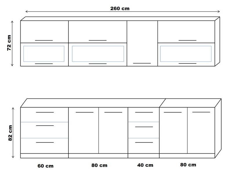 Kuchynská zostava 260 biely lesk