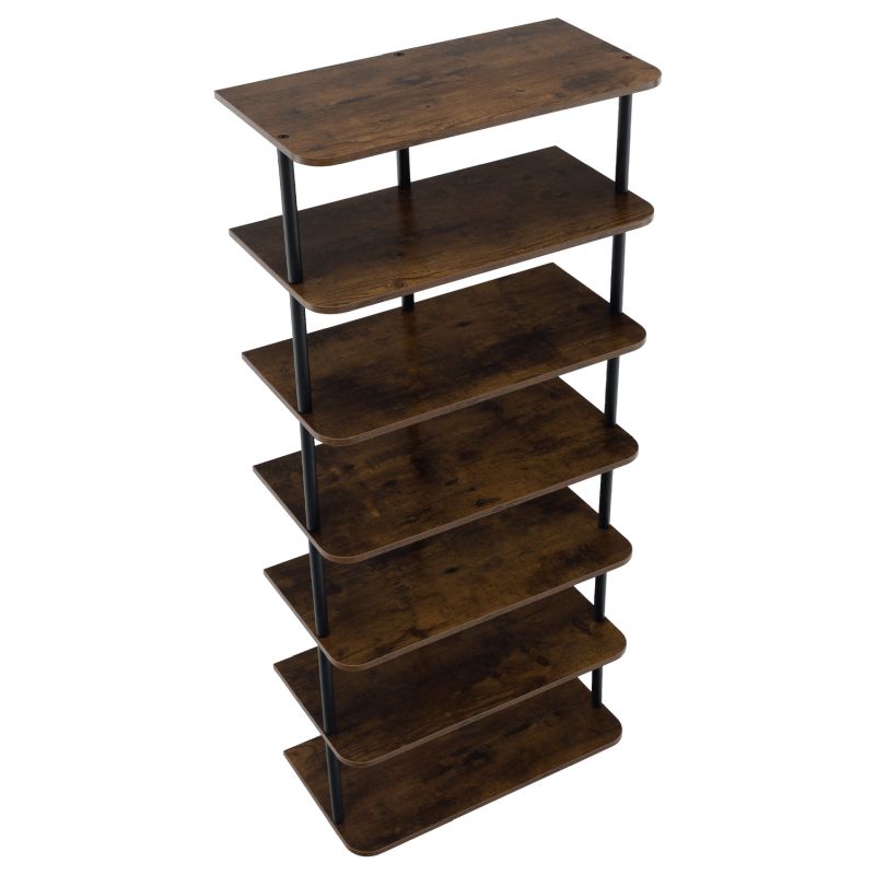 Praktický regál 6-policový, čierna-rustikálne drevo