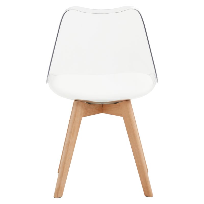 Plastová stolička transparentná, akryl-ekokoža-buk